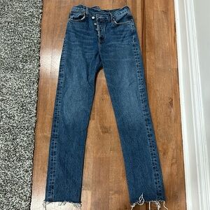 AGOLDE - Criss Cross Straight Cut Jean with Frayed Bottom